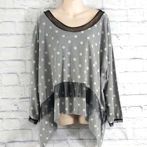 Billi Made on Earth Top Polka Dot Long Sleeve Sz 3X - Picture 1 of 7
